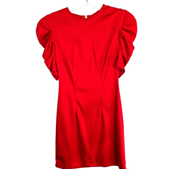 Be Darling 1/2 Junior Red Ruffle Sleeves Dress Kids Size 1 2 Extra Small - Picture 2 of 5